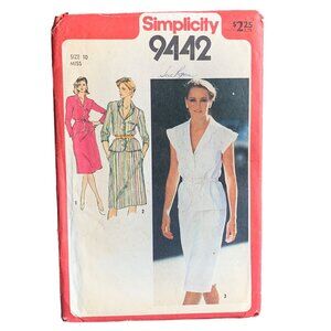Simplicity 9442 Misses Size 10 Shirt Skirt Pattern Pockets 80s uncut
